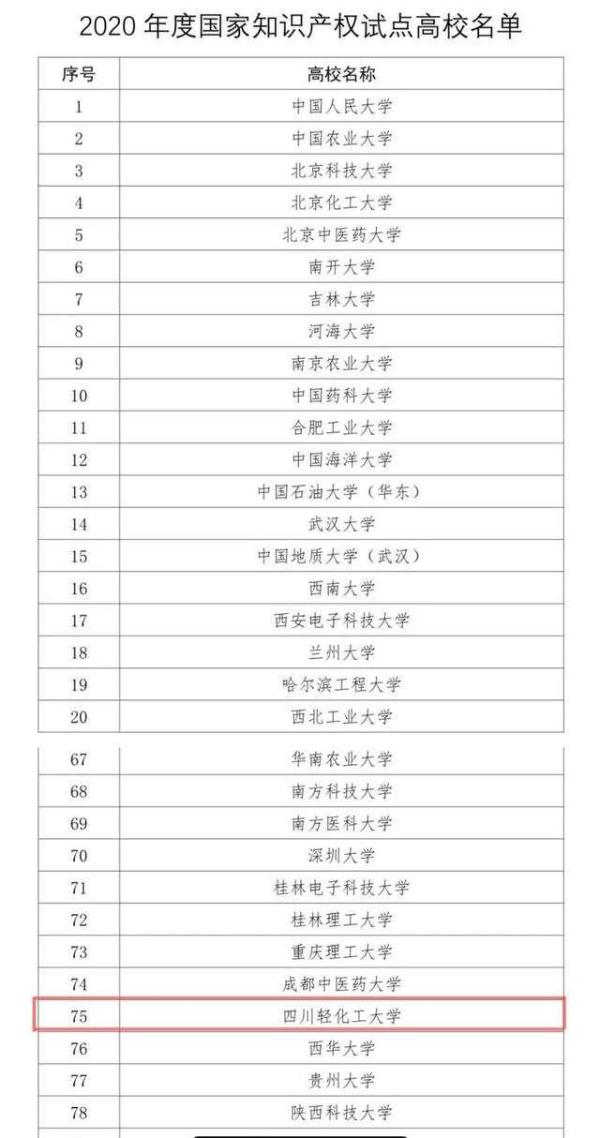 厉害了！四川轻化工大学入选2020年度国家知识产权试点高校